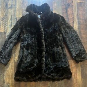 Vintage Bill Blass Dark Brown Faux Fur Coat